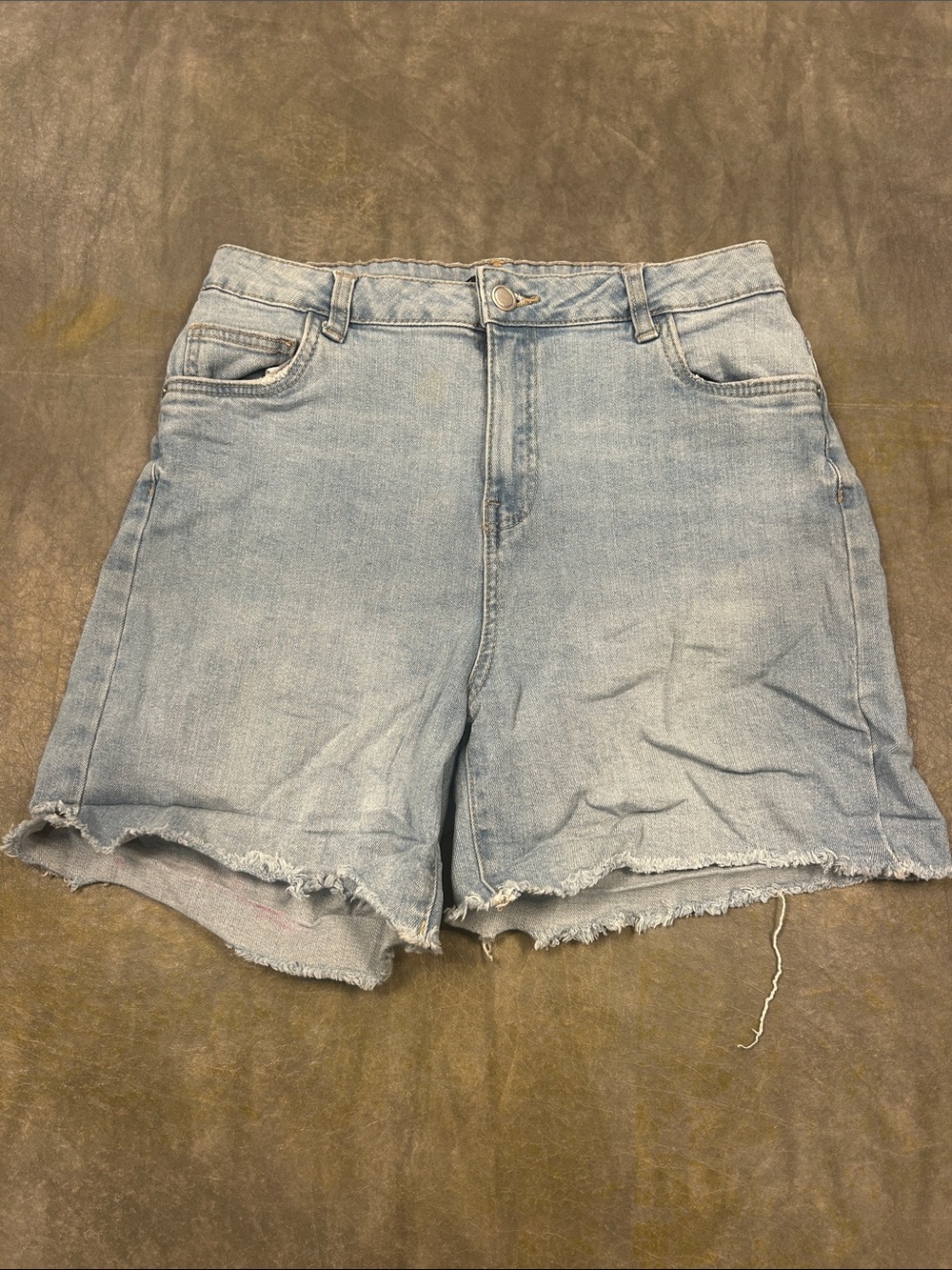 Dunnes light wash frayed-hem denim shorts